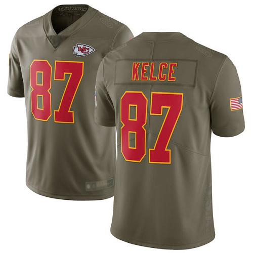 Men Kansas City Chiefs #87 Kelce Travis Limited Olive 2017 Salute to Service Football Nike NFL Jersey->youth nfl jersey->Youth Jersey